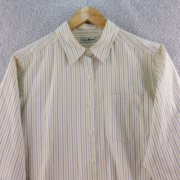 LL Bean Tops - Vintage LL Bean Womens 14 Striped Button Up Shirt Long Sleeve Casual Classic Fit